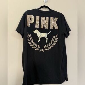PINK Victoria's Secret Black Tee with Sequin Accents - M‎